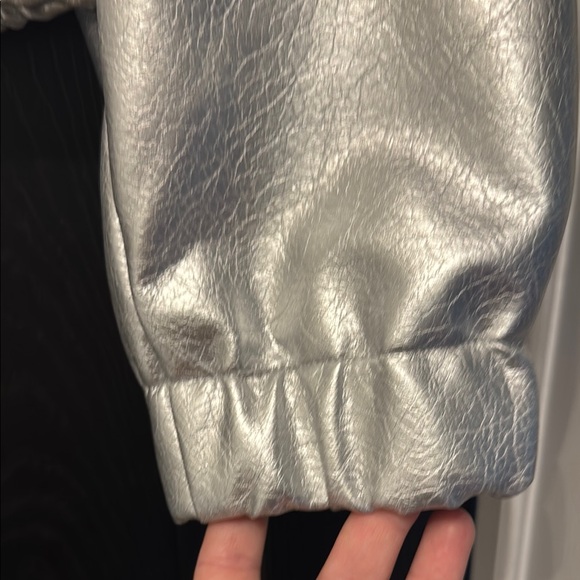 Zara Silver Satin Bomber Jacket - Picture 6 of 6
